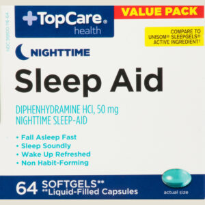 Topcare Health Value Pack  50 mg Nighttime Sleep Aid Softgels 64 ea