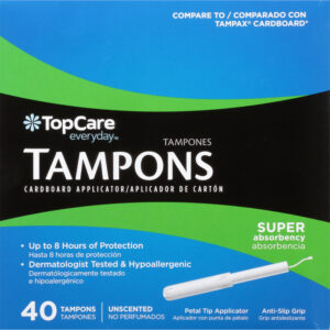 TopCare Everyday Super Absorbency Cardboard Unscented Tampons 40 ea