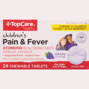 TopCare Health Children's 160 mg Chewable Tablets Grape Flavor Pain & Fever 24 ea