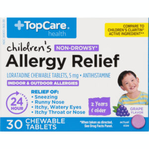 TopCare Health 5 mg Children's Non-Drowsy Grape Flavor Allergy Relief 30 Chewable Tablets