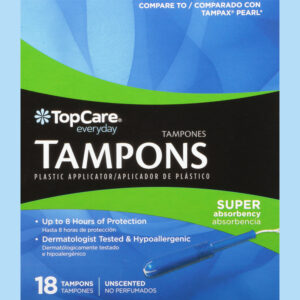 TopCare Everyday Super Absorbency Plastic Applicator Unscented Tampons 18 ea