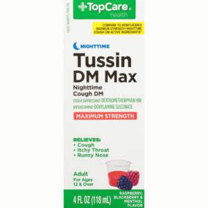 TopCare Health Nighttime Maximum Strength Raspberry  Blackberry & Menthol Flavor Tussin DM Max 4 fl oz