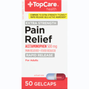 TopCare Health 500 mg Extra Strength Pain Relief 50 Gelcaps