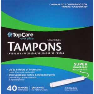 TopCare Everyday Super Absorbency Cardboard Unscented Tampons 40 ea