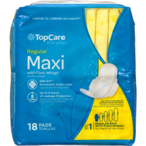 TopCare Everyday Size 1 Regular Maxi Pads with Flexi-Wings 18 ea