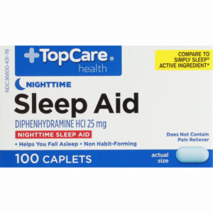 TopCare Health 25 mg Nighttime Sleep Aid 100 Caplets