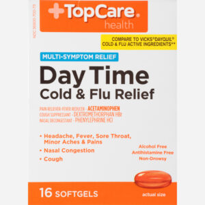 TopCare Health Multi-Symptom Relief Day Time Cold & Flu Relief 16 Softgels