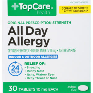 TopCare Health 10 mg Original Prescription Strength All Day Allergy 30 Tablets