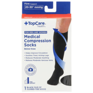 Socks Cmprsn Usx 20-30Mmhg Cldtoe Blk Md