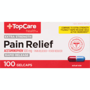 TopCare Health Gelcaps 500 mg Extra Strength Pain Relief 100 ea