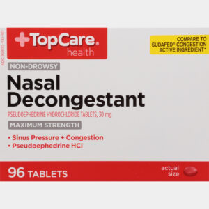 TopCare Health 30 mg Maximum Strength Non-Drowsy Nasal Decongestant 96 Tablets