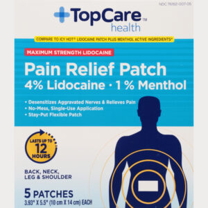 TopCare Health Maximum Strength Lidocaine Pain Relief Patch 5 Patches