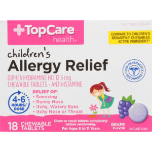 TopCare Health Children's 2.5 mg Grape Flavor Allergy Relief 18 Chewable Tablets