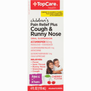 TopCare Health Children's Cough & Runny Nose Cherry Flavor Pain Relief Plus 4 fl oz