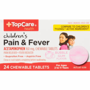 TopCare Health 160 mg Children's Bubble Gum Flavor Pain & Fever 24 Chewable Tablets