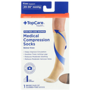 Socks Cmprsn Usx 20-30Mmhg Cldtoe Bge Md