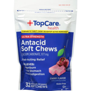 TopCare Health 1177 mg Ultra Strength Cherry Flavor Antacid 32 Soft Chews
