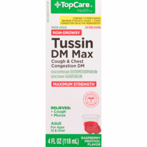 TopCare Health Maximum Strength Raspberry Menthol Flavor Tussin DM Max 4 fl oz