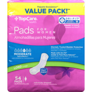 TopCare Health Long Moderate Absorbency 4 Pads for Women Value Pack 54 ea