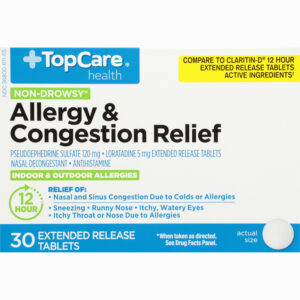 TopCare Health Non-Drowsy Allergy & Congestion Relief 30 Tablets