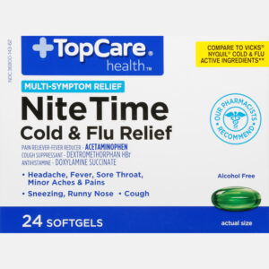 TopCare Health Multi-Symptom Relief NiteTime Cold & Flu Relief 24 Softgels