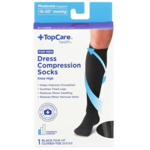 Socks Cmprsn Mens Drs 15-20Mmhg Blk Xl