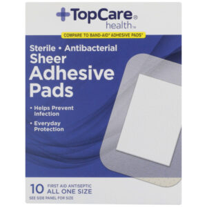 Antibacterial First Aid Antiseptic All One Size Adhesive Pads  Sheer