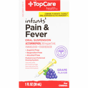 TopCare Health Oral Suspension Infants 160 mg Grape Flavor Pain & Fever 1 fl oz