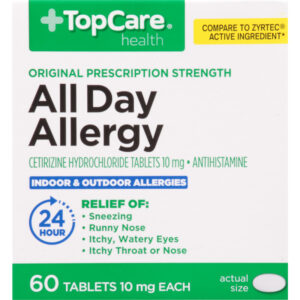 TopCare Health Original Prescription Strength 10 mg All Day Allergy 60 Tablets