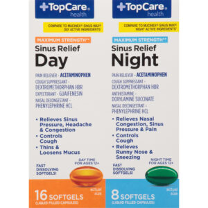TopCare Health Maximum Strength Day/Night Sinus Relief 24 Softgels