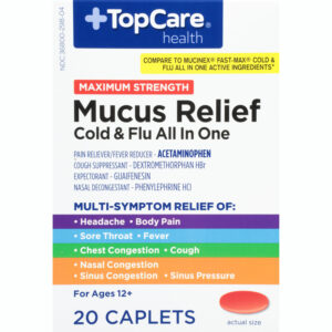 TopCare Health Cold & Flu All in One Maximum Strength Mucus Relief 20 Caplets