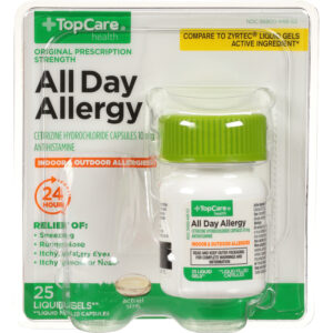 TopCare Health Original Prescription Strength 10 mg All Day Allergy 25 Liquid Gels