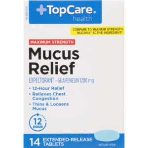TopCare Health 1200 mg Maximum Strength Mucus Relief 14 Extended-Release Tablets