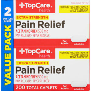 TopCare Health For Adults 500 mg Extra Strength Pain Relief Value Pack 200 Caplets