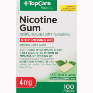 TopCare Health Gum 4 mg Cool Mint Flavor Stop Smoking Aid 100 ea