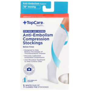 Socks Cmprsn Unsx Anti-Em 18Mmhg Wht Med