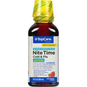TopCare Health NiteTime Severe Maximum Strength Relief Mixed Berry Flavor Cold & Flu 12 fl oz