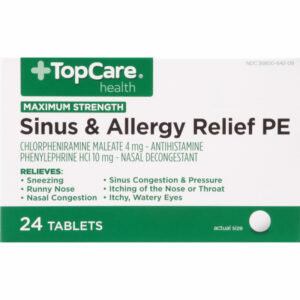 TopCare Health Maximum Strength Sinus & Allergy Relief PE 24 Tablets