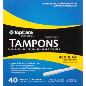 TopCare Everyday Regular Absorbency Cardboard Unscented Tampons 40 ea