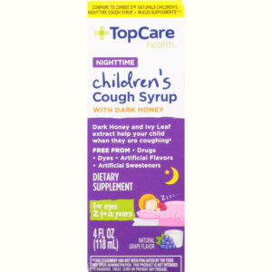 TopCare Health Nighttime Children's Natural Grape Flavor Cough Syrup with Dark Honey 4 fl oz