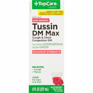 TopCare Health Peak Cold Non-Drowsy Maximum Strength Raspberry Menthol Flavor Tussin DM Max 8 fl oz