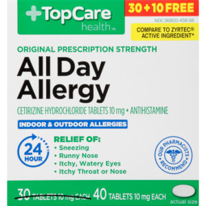 TopCare Health Original Prescription Strength All Day Allergy 40 Tablets