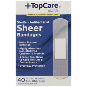 Antibacterial First Aid Antiseptic All One Size Bandages  Sheer