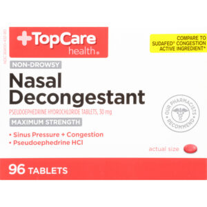 TopCare Health Maximum Strength 30 mg Non-Drowsy Nasal Decongestant 96 Tablets