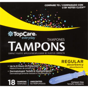 TopCare Everyday Regular Absorbency Compact Plastic Unscented Tampons 18 ea