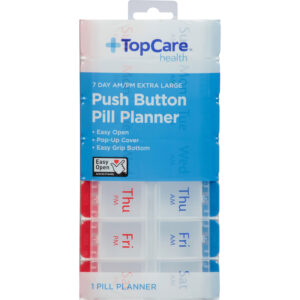 TopCare Health Extra Large AM/PM 7 Day Push Button Pill Planner 1 ea