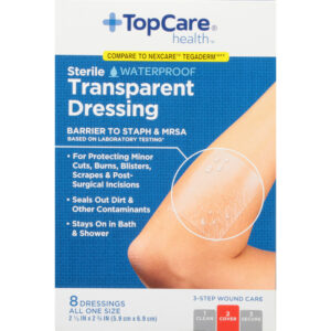 TopCare Health One Size Waterproof Transparent Dressing 8 ea