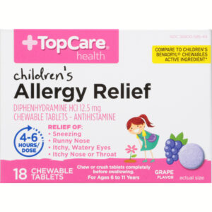 TopCare Health 12.5 mg Children's Grape Flavor Allergy Relief 18 Tablets