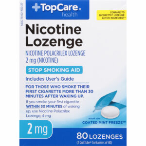 TopCare Health 2 mg Nicotine Coated Mint Freeze Stop Smoking Aid 80 Lozenges