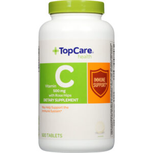 TopCare Health 500 mg Vitamin C with Rose Hips 500 Tablets